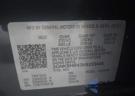 2022 Chevrolet Blazer Awd 2Lt z USA, uszkodzony, nr VIN 3GNKBHR43NS233434